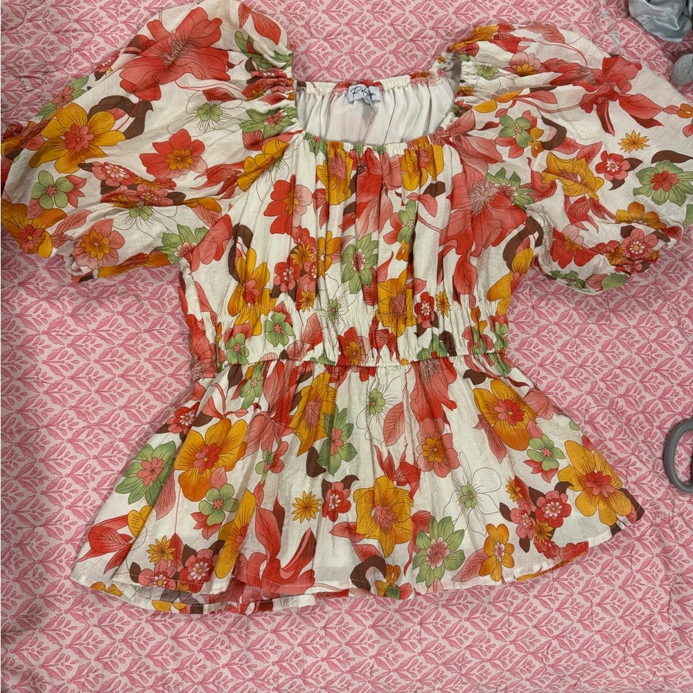Polagram Red and Yellow Floral Blouse